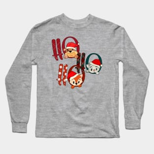 HO HO HO CUTE CAT AND DOGS Long Sleeve T-Shirt